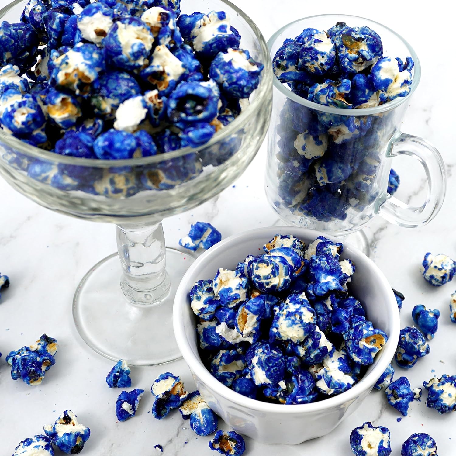 Blue Popcorn Bucket with Scoop, 20 Ounce, Blueberry Flavored, The Hampton Popcorn & Candy Company