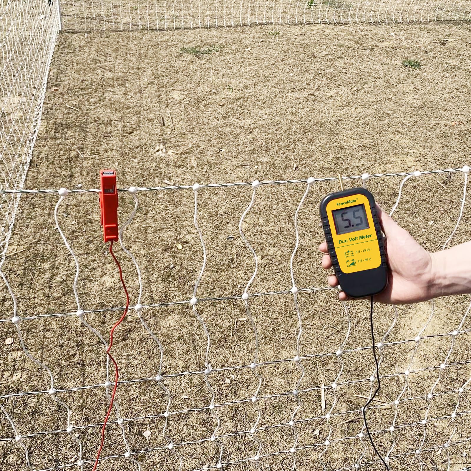 FenceMate Comprobador digital de vallas y batería/batería para comprobar la tensión de la valla eléctrica de 0,5 – 15 kV y voltaje de la batería 2,5-40 V, dispositivo de prueba de valla eléctrica para