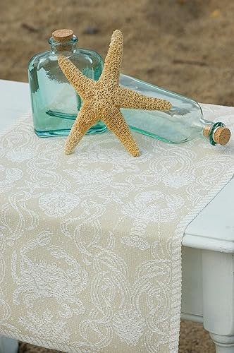 Miniatura 2 de Heritage Lace Camino de mesa de damasco de cangrejo arena de 14 x 54 pulgadas