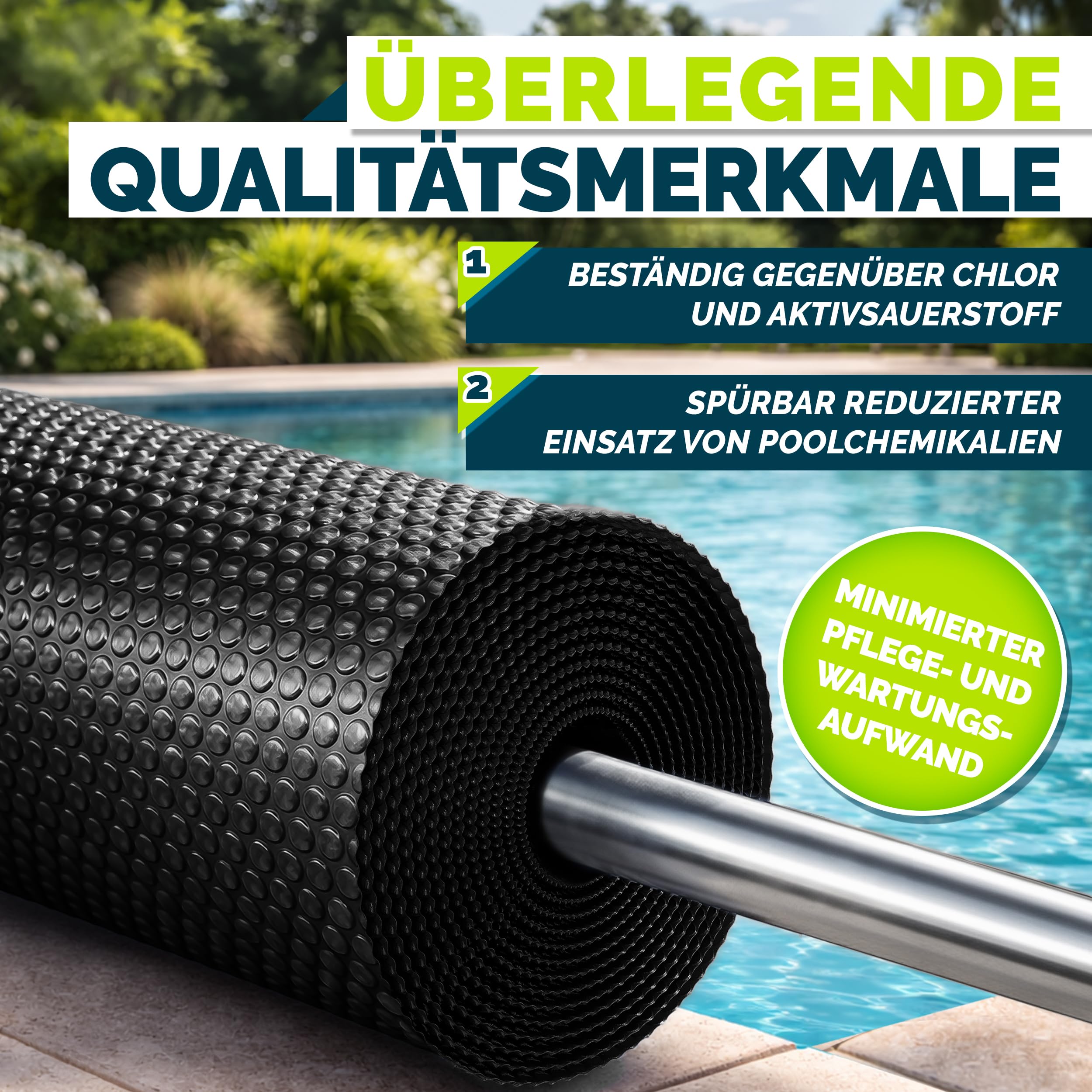 Tillvex Premium Pool Solarplane 400 µm Rund Ø 366 cm Solarfolie Wärmeplane zuschneidbar Solarabdeckung Poolheizung