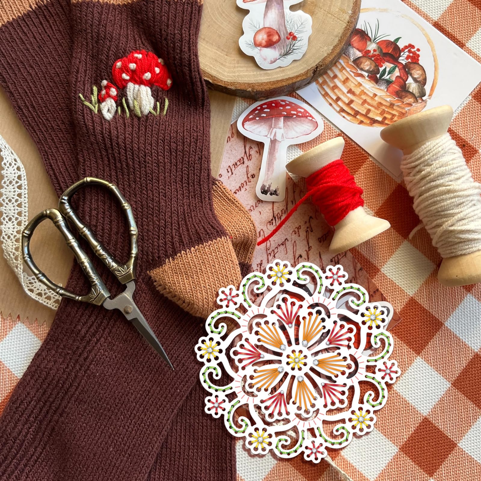 GLOBLELAND 3 Set di Fustelle di Mandala di Fiori Cuciti per La Creazione di Biglietti di Fiori Backbround Stencil per Goffratura in Acciaio al Carbonio Modello per Goffratura Decorativa Carta