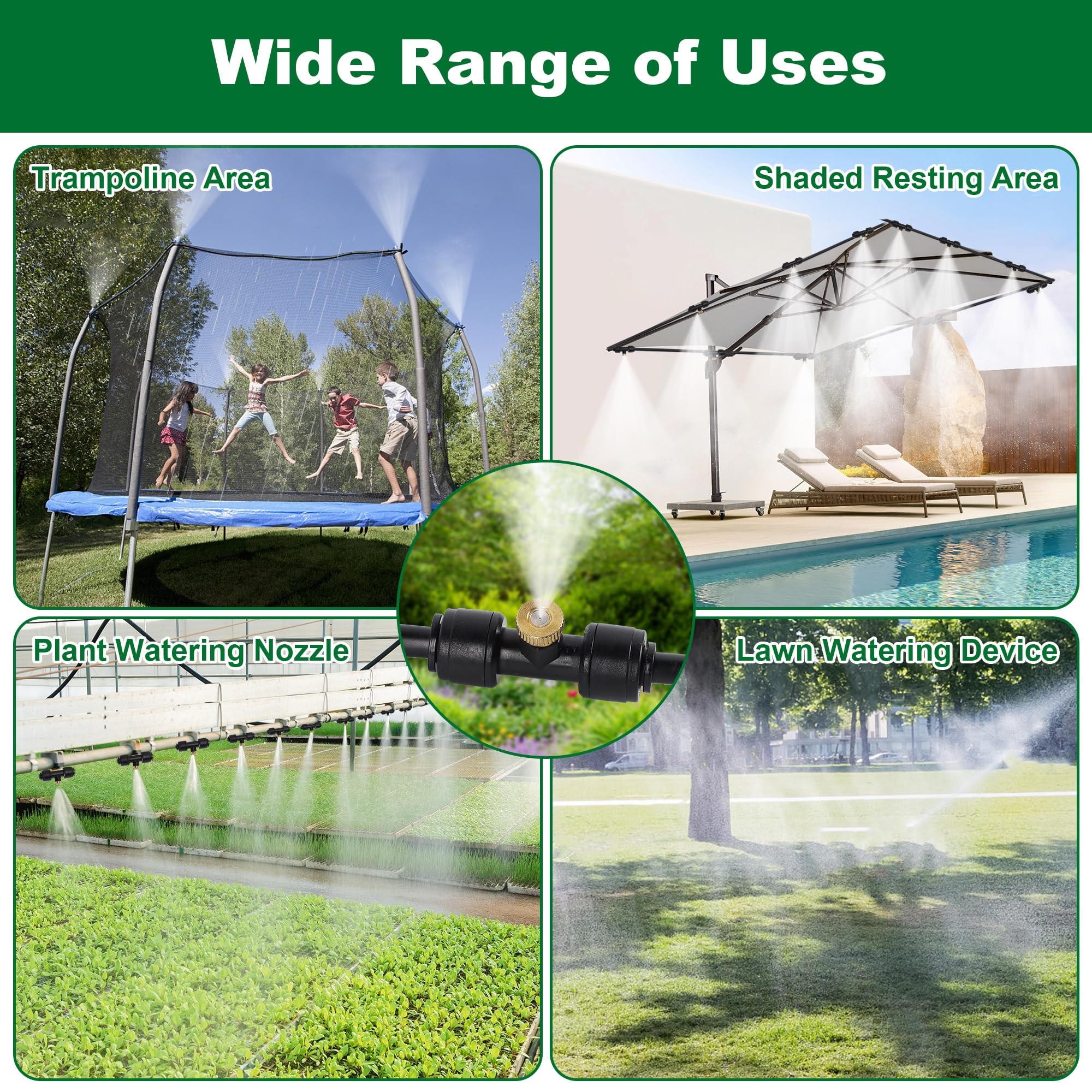 YOFIT Système de brumisation extérieur pour refroidissement de terrasse, kit de brumisateur d'eau de 23 m, brumisateurs de refroidissement pour porche, cour, jardin, système de brume portable avec