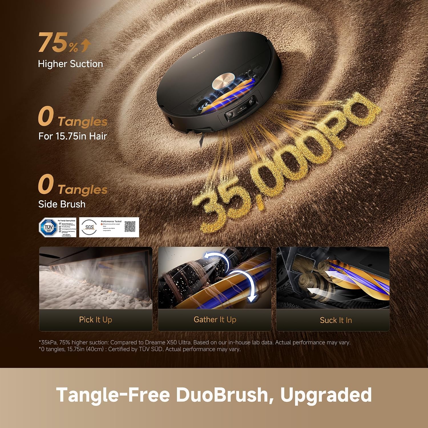 DREAME X60 Max Ultra Complete Robot Vacuum and Mop, Upgraded from X50 Series, 3.13in (7.95cm) Ultra-Thin Design, 35,000Pa Suction, Self Emptying&Refilling, Mop Self-Cleaning, 280+ Obstacle Avoidance thumbnail