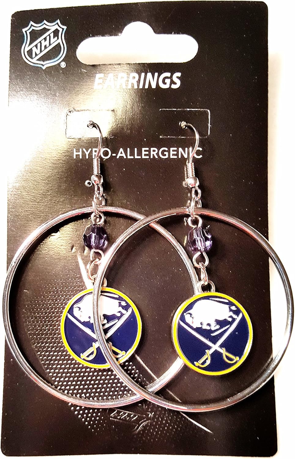 aminco NHL womens NHL Crystal Bead Hoop Earrings