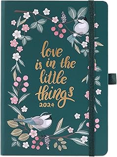 Diary 2024 - A5 Diary 2024 Week to View, Jan 2024 - Dec 2024, Hard Cover with Elastic Closure, Thick Paper, Inner Pocket, Pen Loop, 5.9" x 8.4", Beautifull Design of Robin