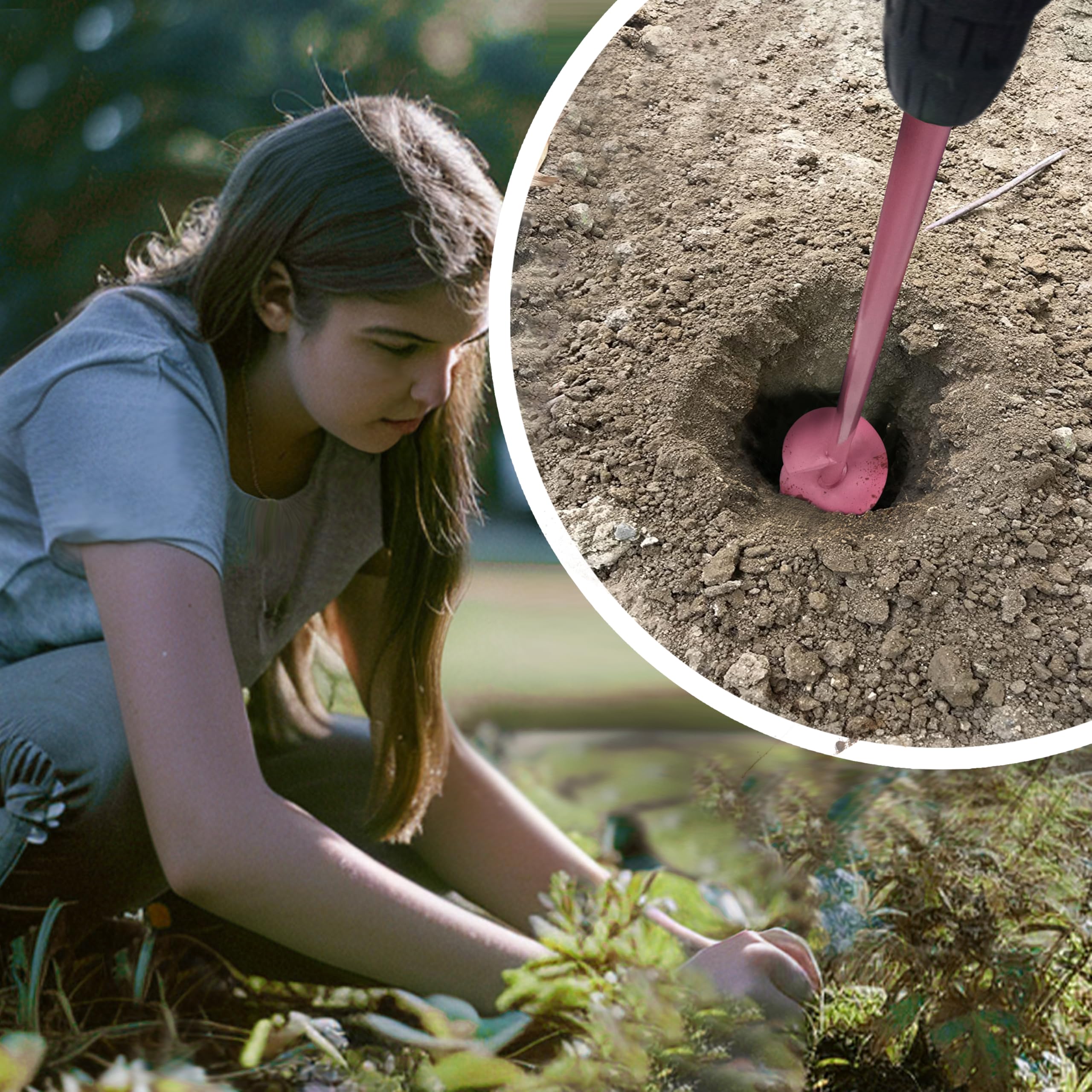 Punta elicoidale per trapano da giardino 4 x 42 cm, trivella per trapano – Punta per trapano a batteria per piante rosa – Strumento per scavare per piante