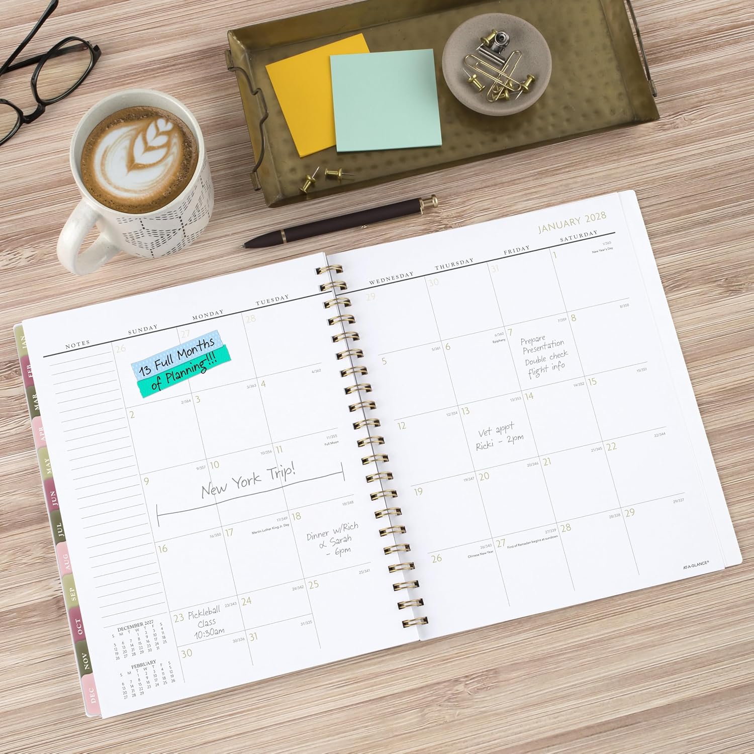 AT-A-GLANCE 2027 Planner, Weekly & Monthly, 13-Month Jan-Jan, 8.5" x 11", Badge, Floral (1842F-905-27)