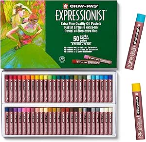 SAKURA Cray-Pas Expressionist Oil Pastel Set - Soft Oil Pastels for Artists - 50 Sticks