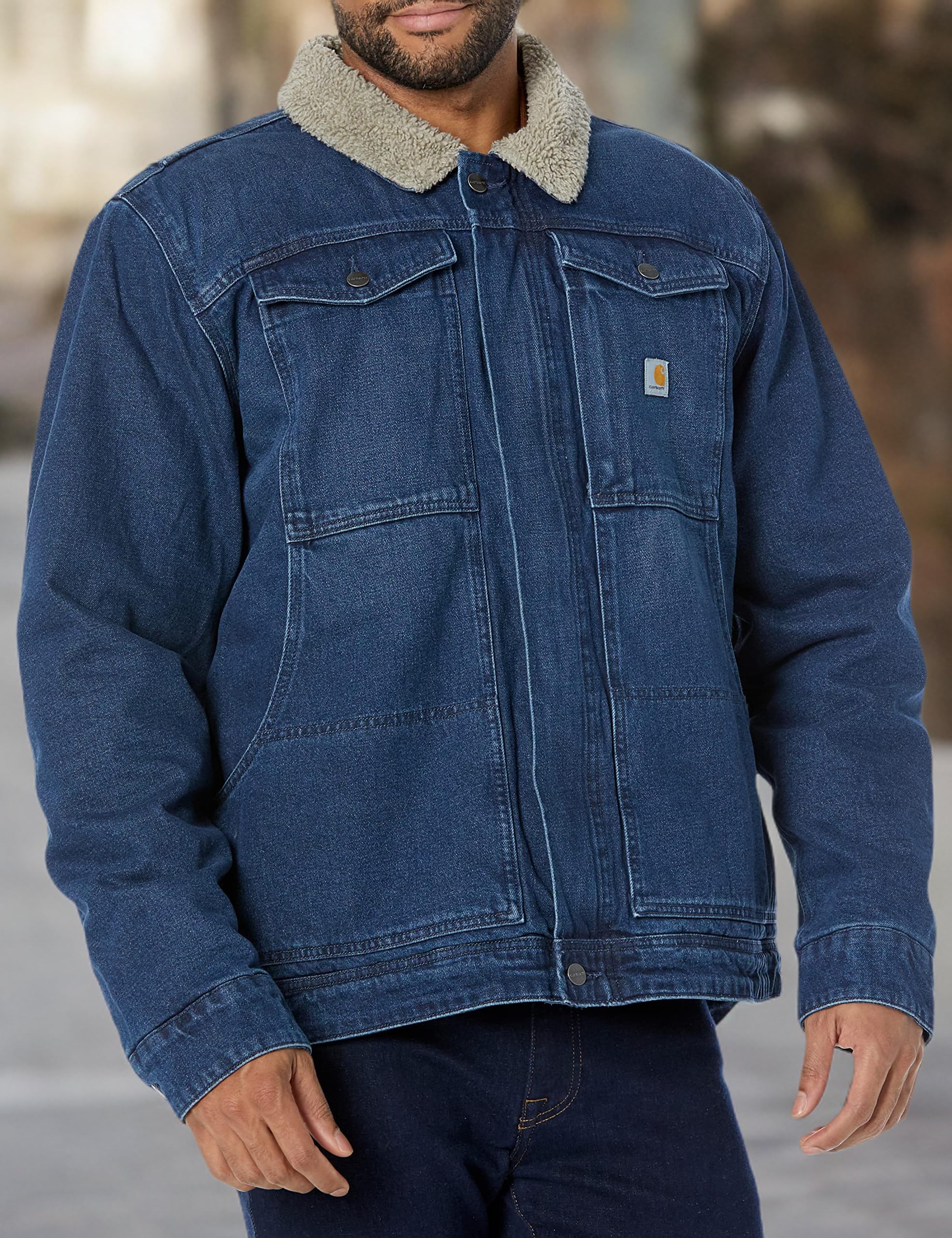 Carhartt Giacca invernale da uomo Relaxed Denim Sherpa Lined, Faggio, M