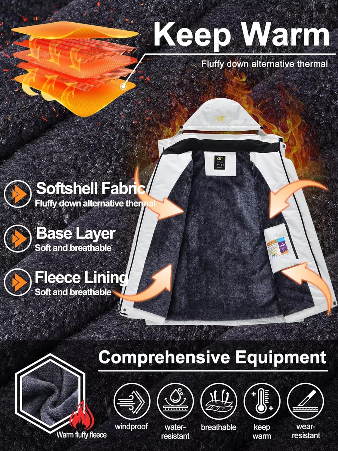 QPNGRP Mens Waterproof Ski Snowboard Jacket Winter Windproof Snow Coat - Image 5