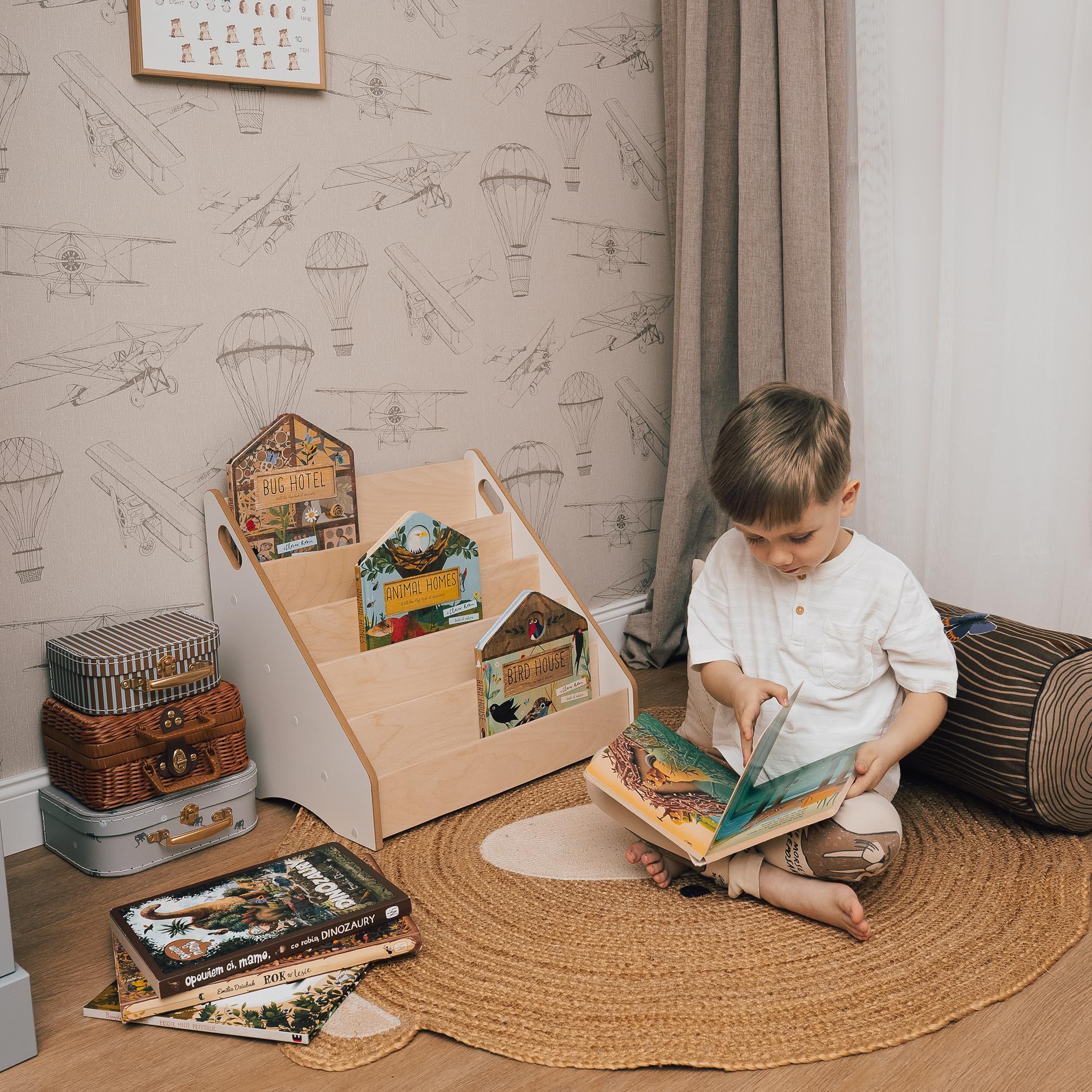 MAMOI® Libreria per bambini – scaffale per bambini, organizer libri per cameretta, scaffale porta libri, autoportante, scaffale per riporre libri, cassetta porta libri