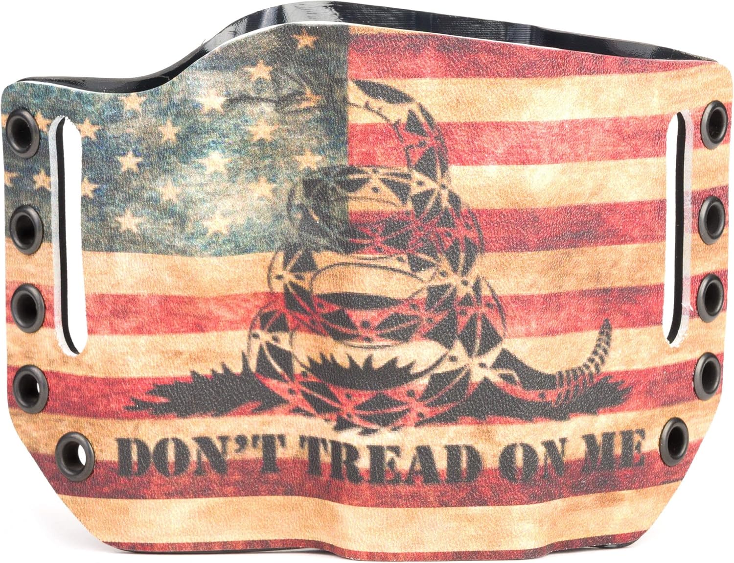 Don't Tread On Me Snake Flag OWB Holsters with Built in Belt Loops for More Than 150 Different Handguns. Left & Right Versions Available.