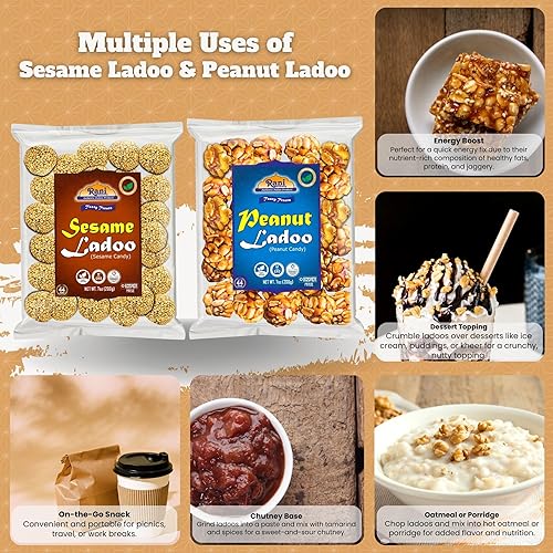 Miniatura 11 de Rani Peanut Ladoo (caramelo redondo de maní quebradizo) 7 onzas (7.05 oz) x paquete de 20 ~ Todo natural Vegano Sin colores Apto para gluten