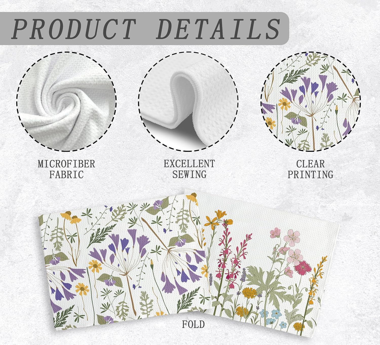 Watercolor Botanical Garden Flowers Floral Cottagecore Kitchen Towels and Dishcloths Set of 2,Spring Summer Flower Absorbent Drying Cloth Hand Towels Tea Towels for Bathroom Kitchen,16×24 inches - Image 7