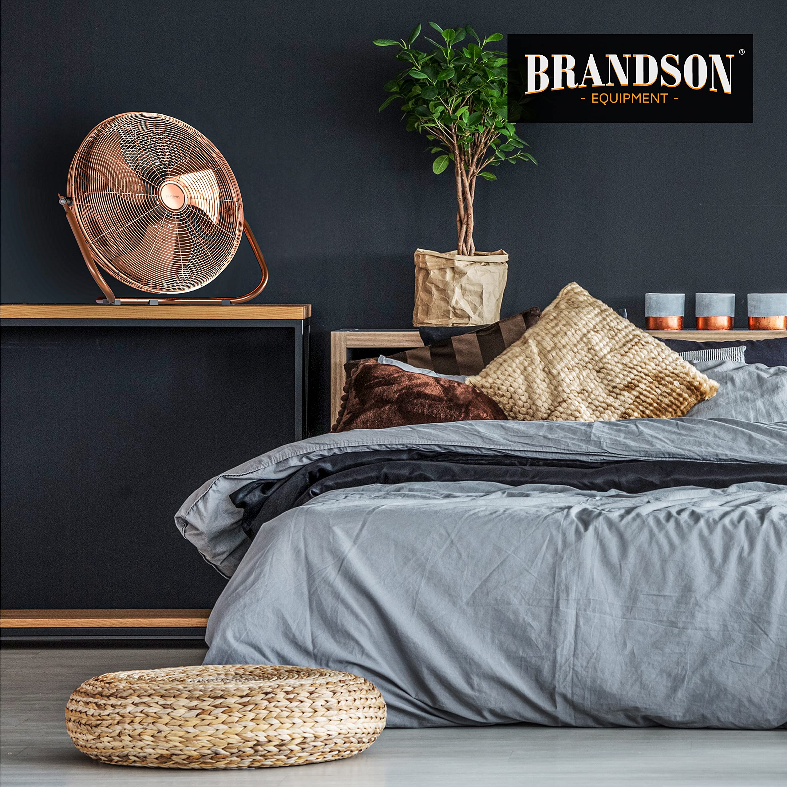 Brandson Standventilator 50 cm 160 Watt Kupfer Design Ventilator Retro Stil