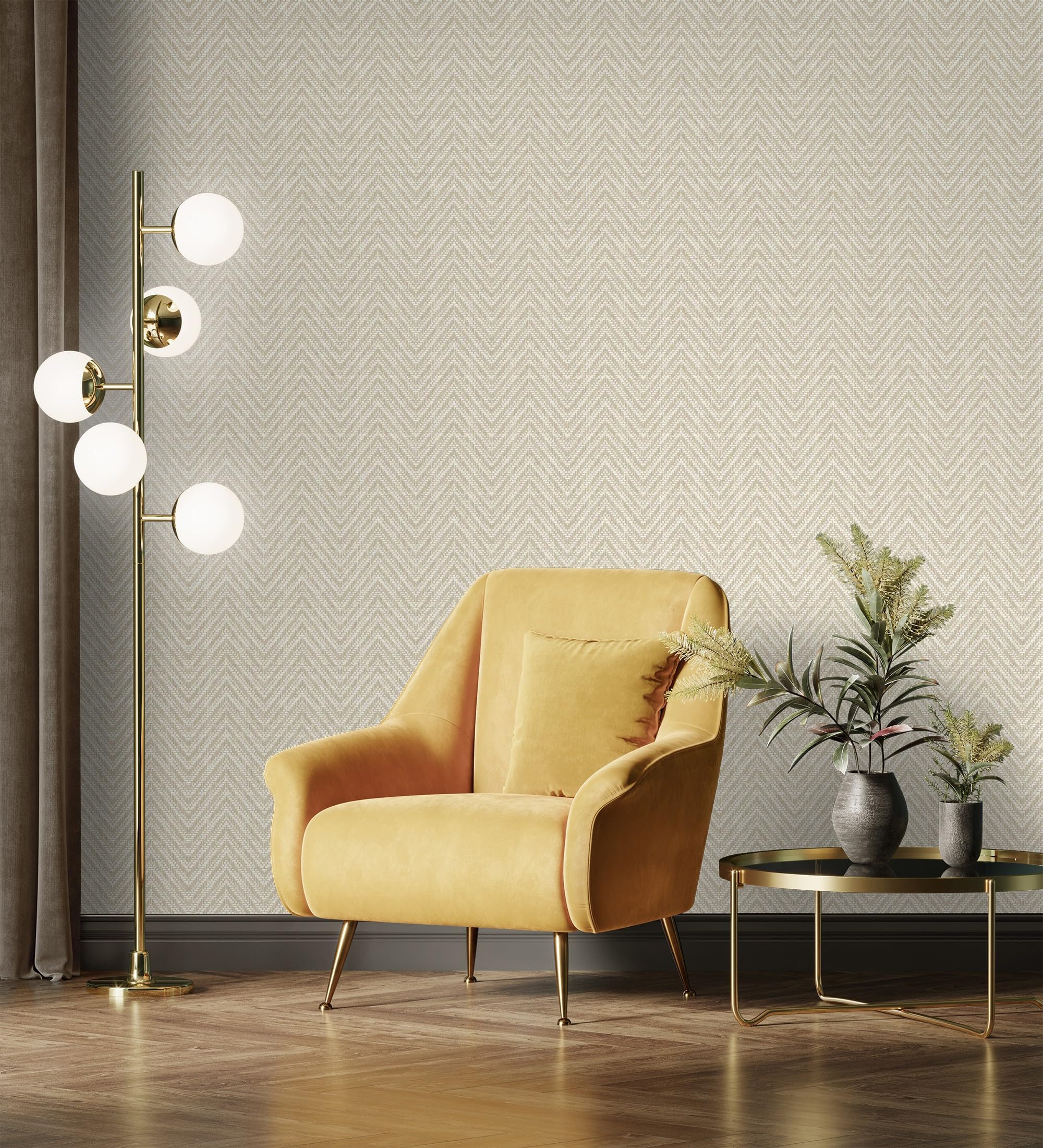 GAULAN 683190 - Papel pintado vinílico de espigas efecto fibra vegetal beige con textura en relieve para pared salón cocina baño dormitorio pasillo - Rollo de 10 m x 0,52 m