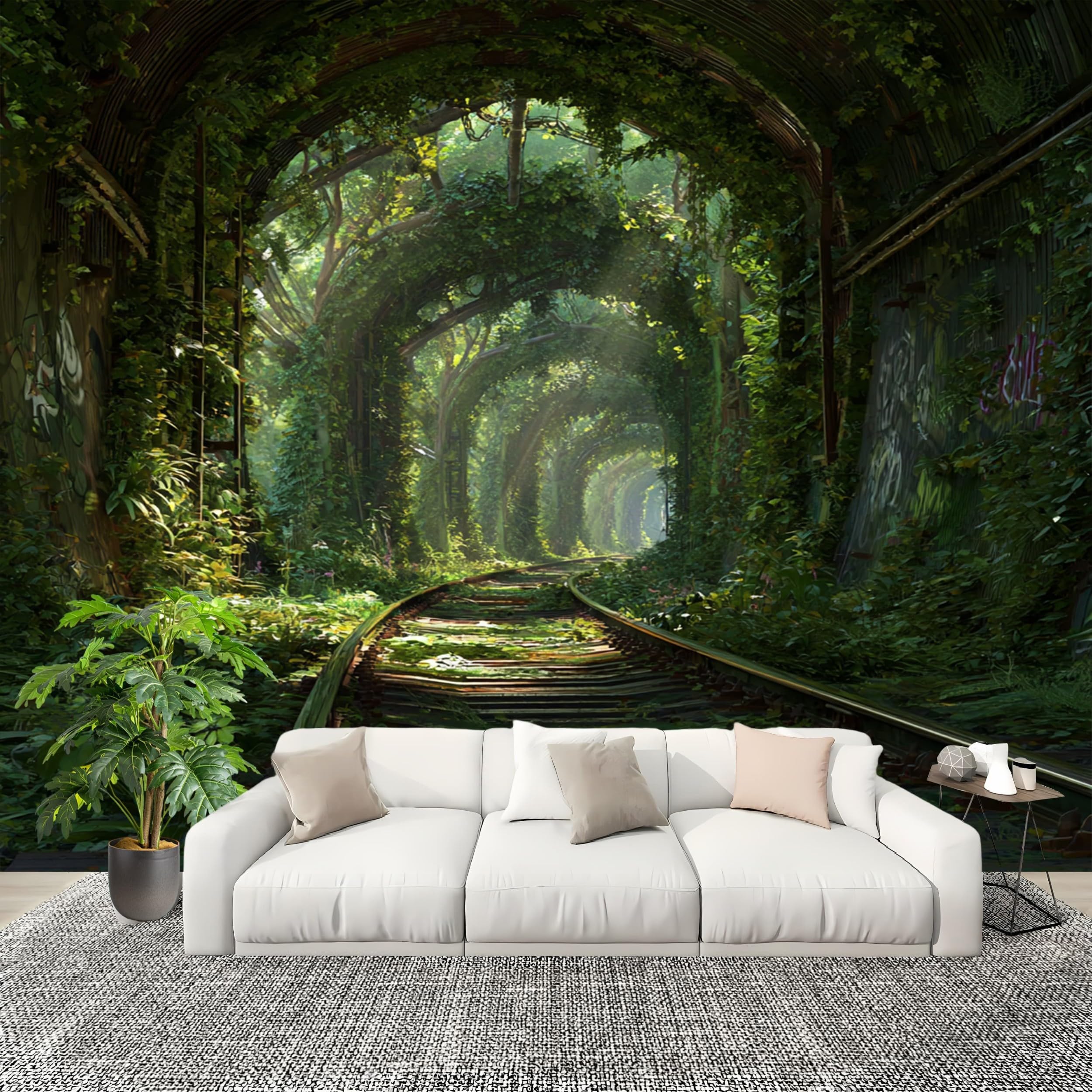 Papier peint intissé jungle 3D 200x140 cm pour salon et décoration murale de maison