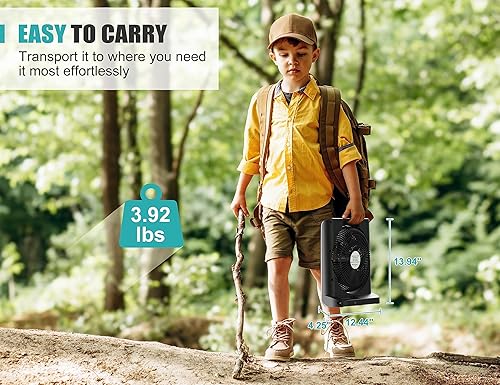 Miniatura 7 de Ventilador recargable de 20000 mAh para camping, ventilador de batería de larga duración de 55 horas, ventilador de mesa cuadrado de 10 pulgadas con