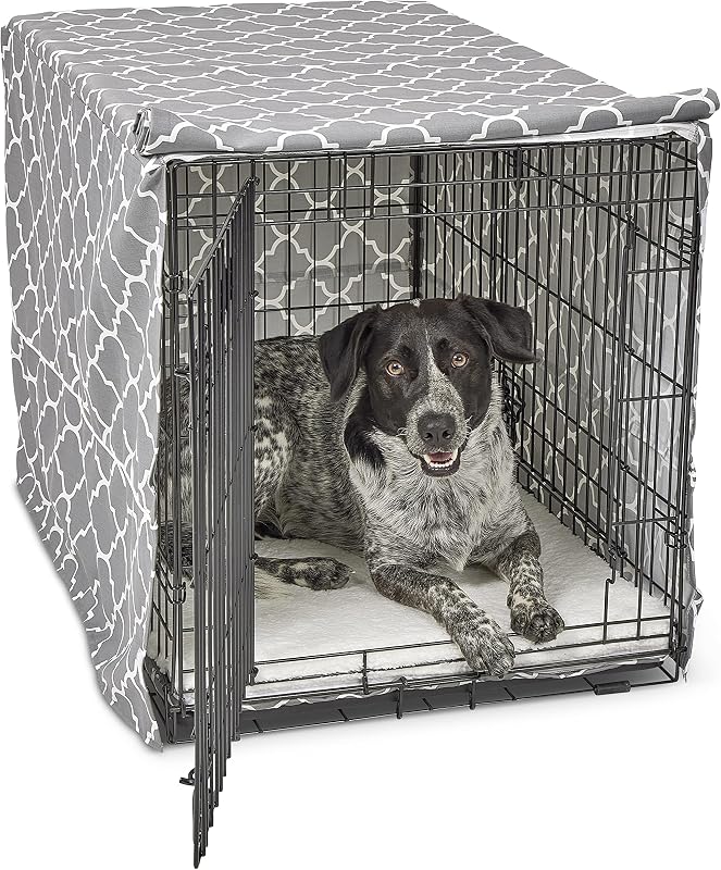 Capa para Canil de Cães em Tecido Poliéster-Algodão com Teflon, Cinza, para Grades de 91 cm