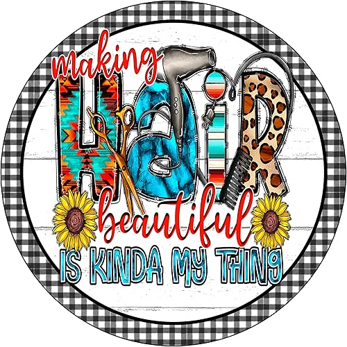 Letreros de corona para tienda de belleza, peluquería, peluquería, peluquería, para colgar en la pared, colgador de puerta, letrero de corona y