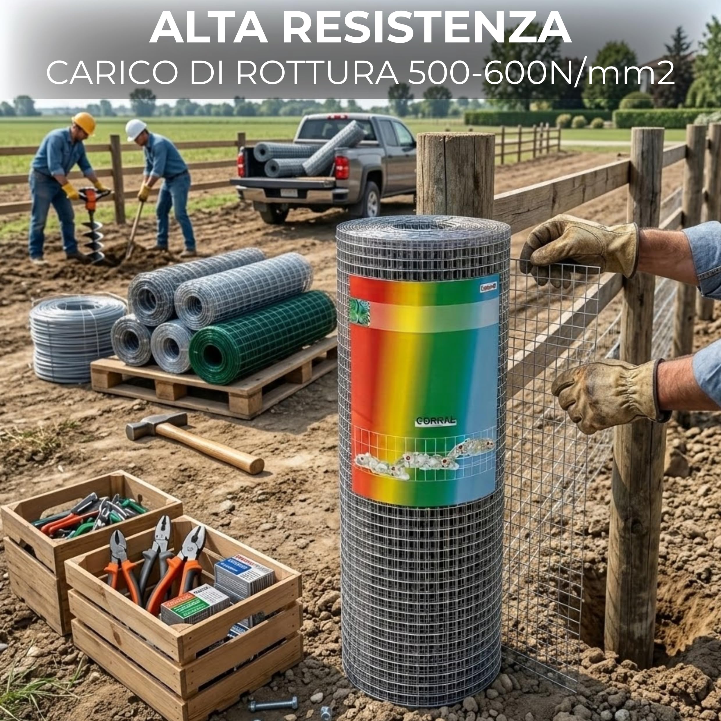 Rete Elettrosaldata Metallica Zincata Maglia 6,3x6,3 mm Ø Filo 0,55 mm Reti Metalliche Ideale per Recinzioni,Giardino,Piante,Gabbie Animali H50/100 cm Rotolo 25 MT (H 50 cm)