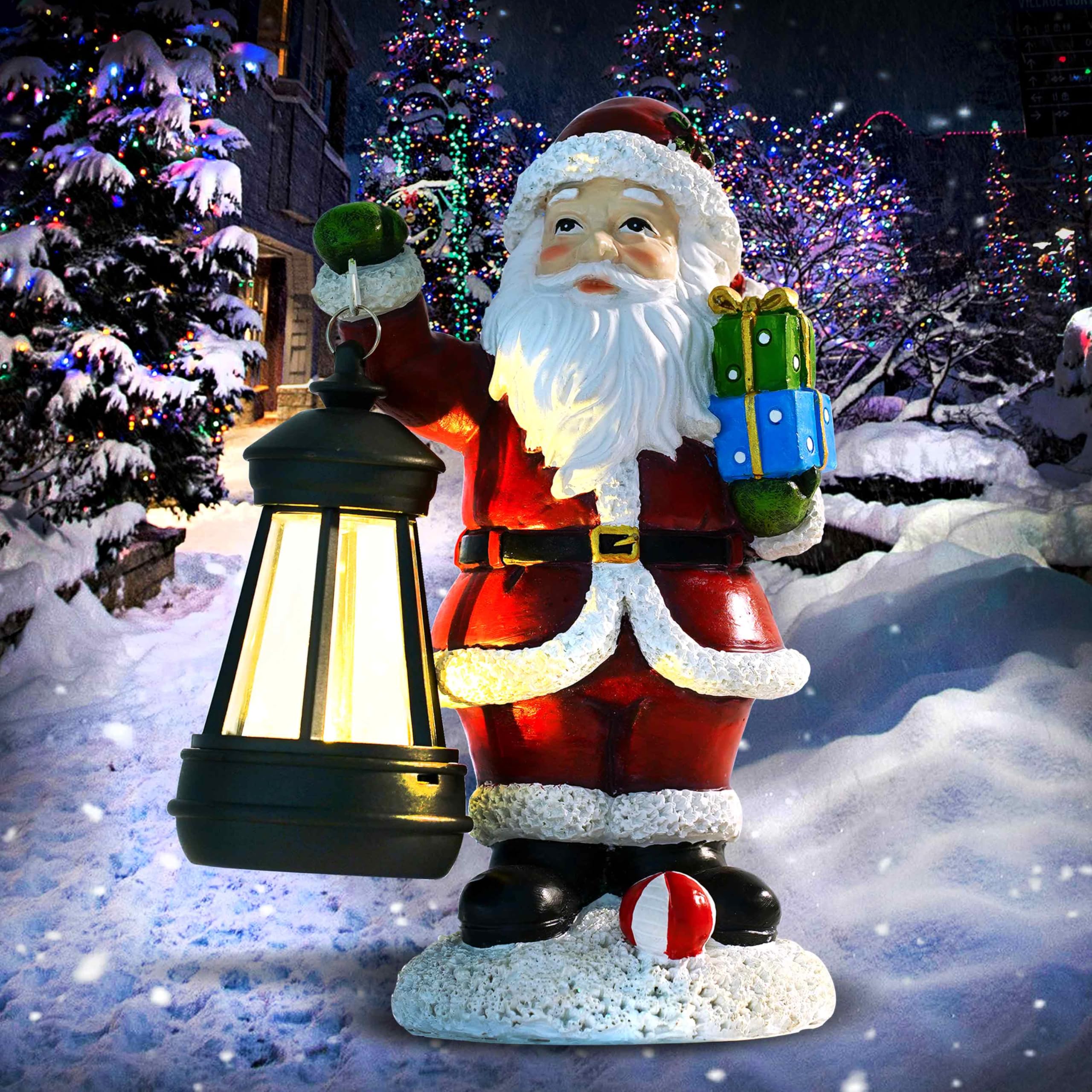 Vereemy Santa Claus Statue Christmas Decorations Figurine with