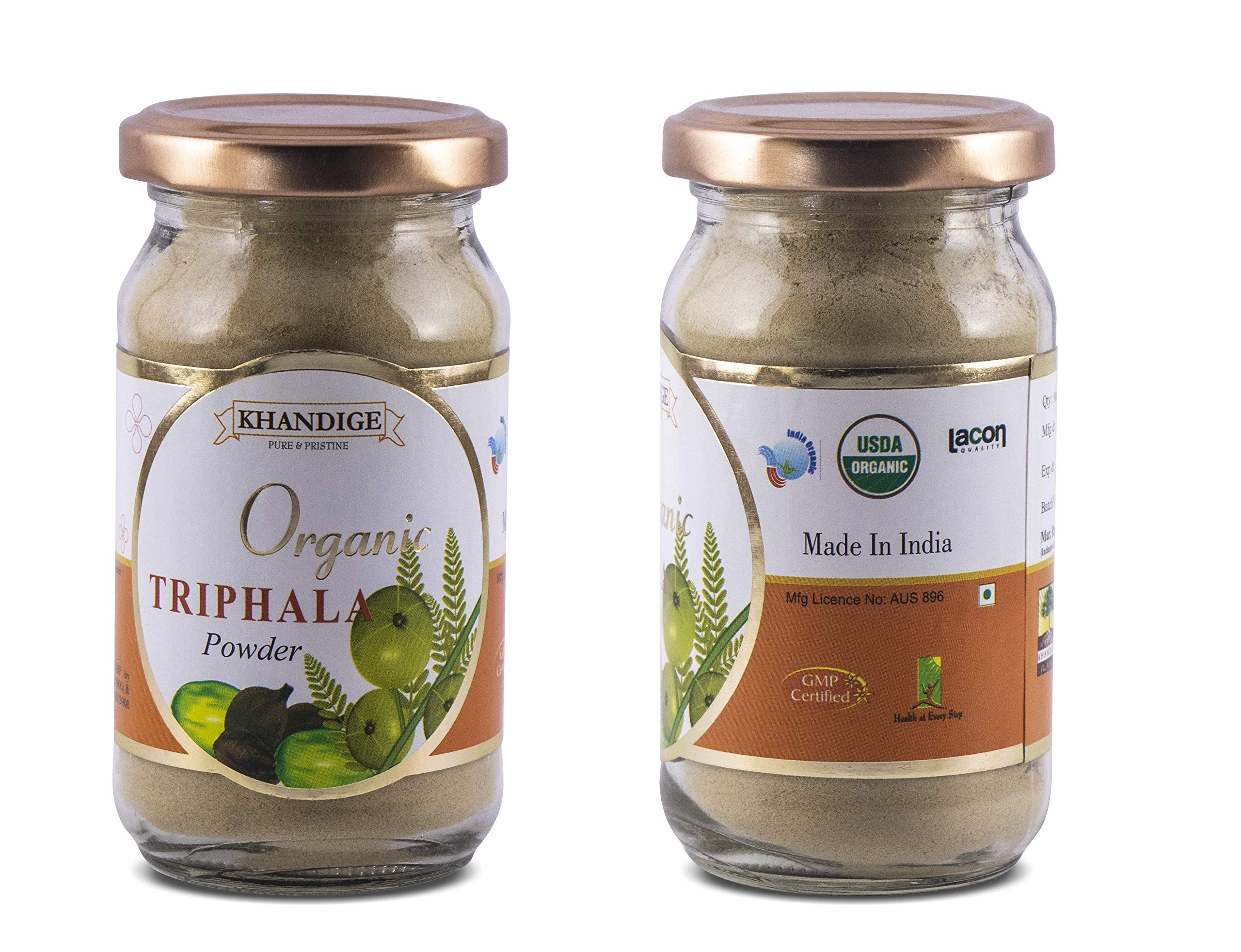 Khandige Organic Triphala Powder (Amla,Harad,Baheda) |Triphala Churna USDA Certified - 100 Gm(Pack Of 2)