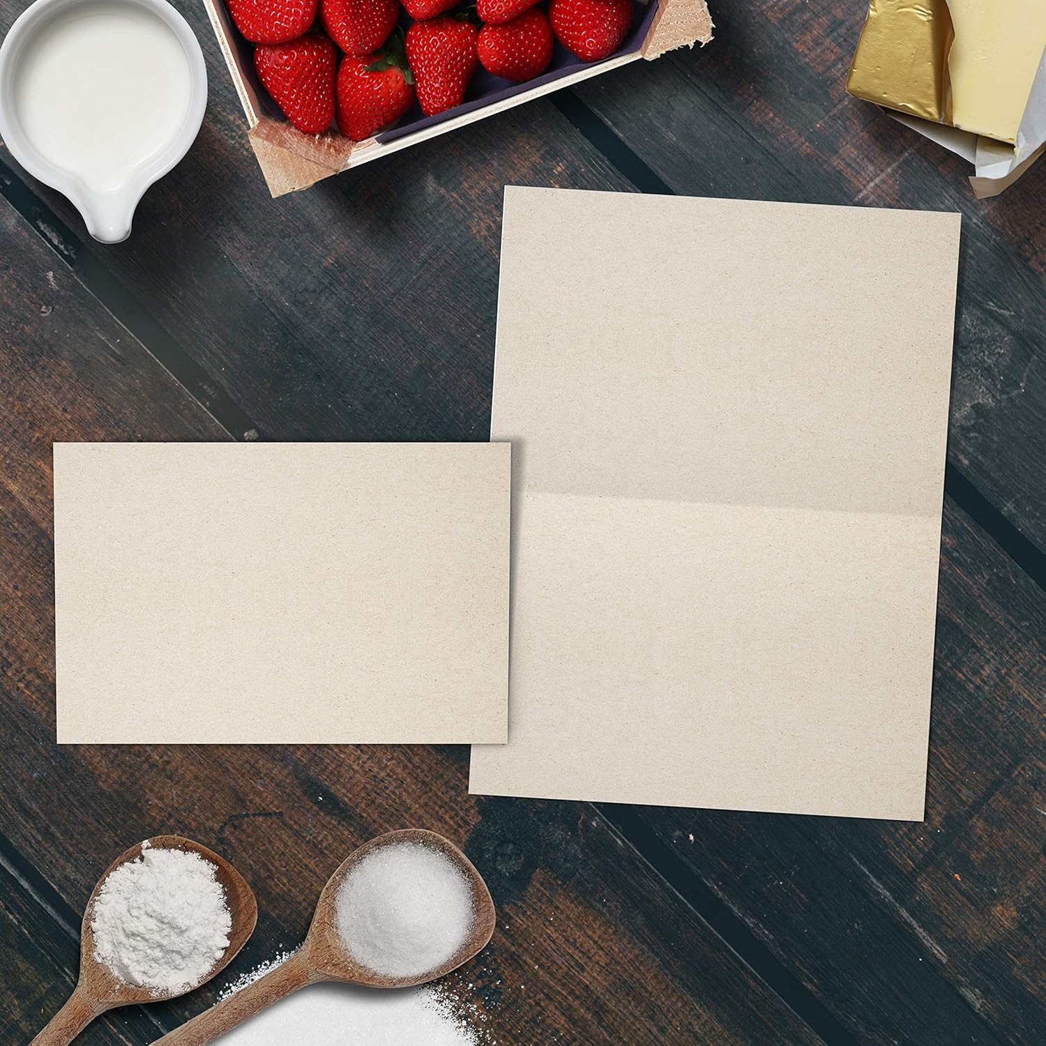 321Done 4x6 Blank Folding Cards - Rustic Kraft Tan (Set of 50) - 8x6 Folds to 4x6 - Thick, Heavy, Plain Tent Cards - Make Your Own Greeting, Note, Invitation, Index Cards - No Envelopes - Made in USA