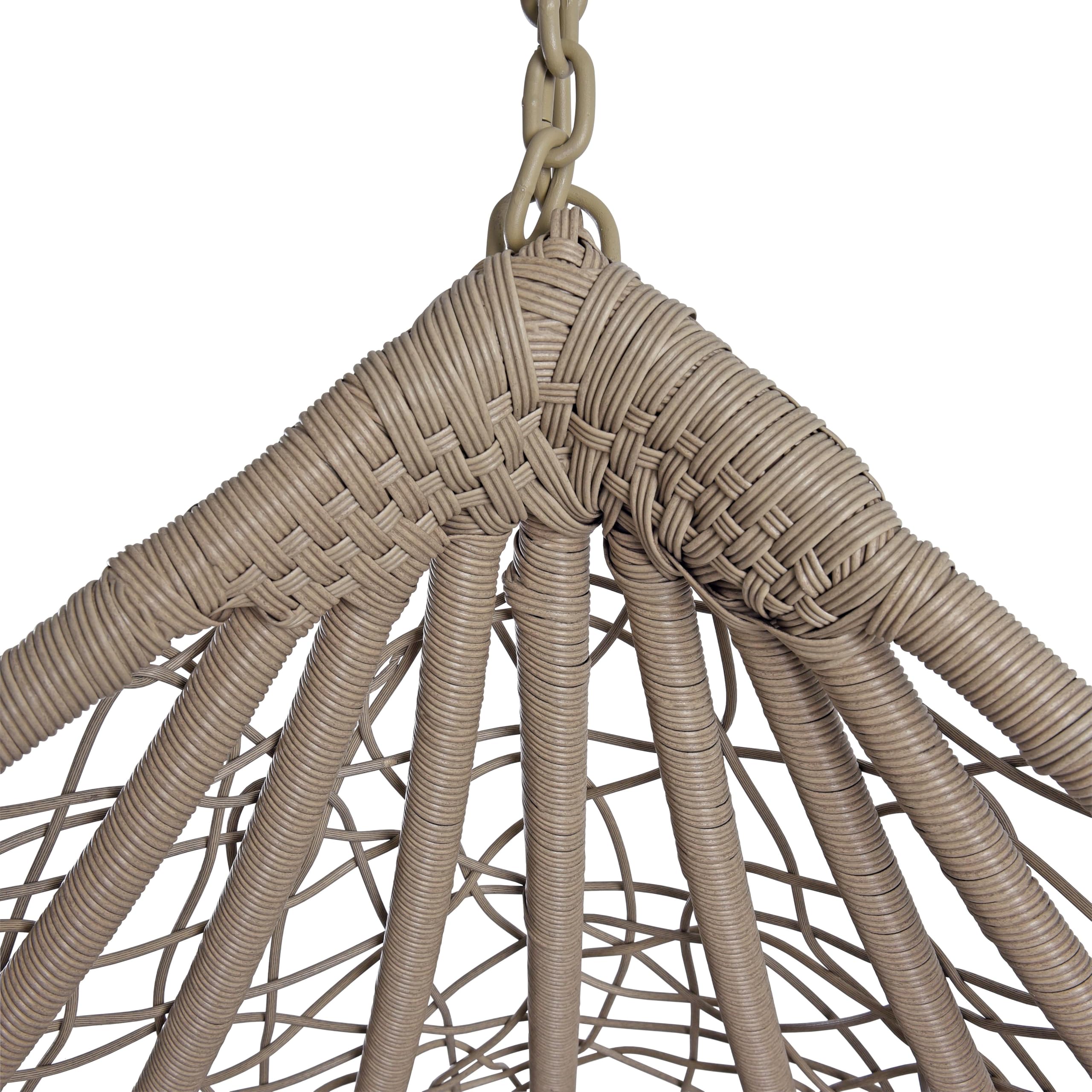 ESTEO Hängesessel mit Gestell Polyrattan Hängekorb Rattan Hängestuhl Hängesitz Beige/Grau