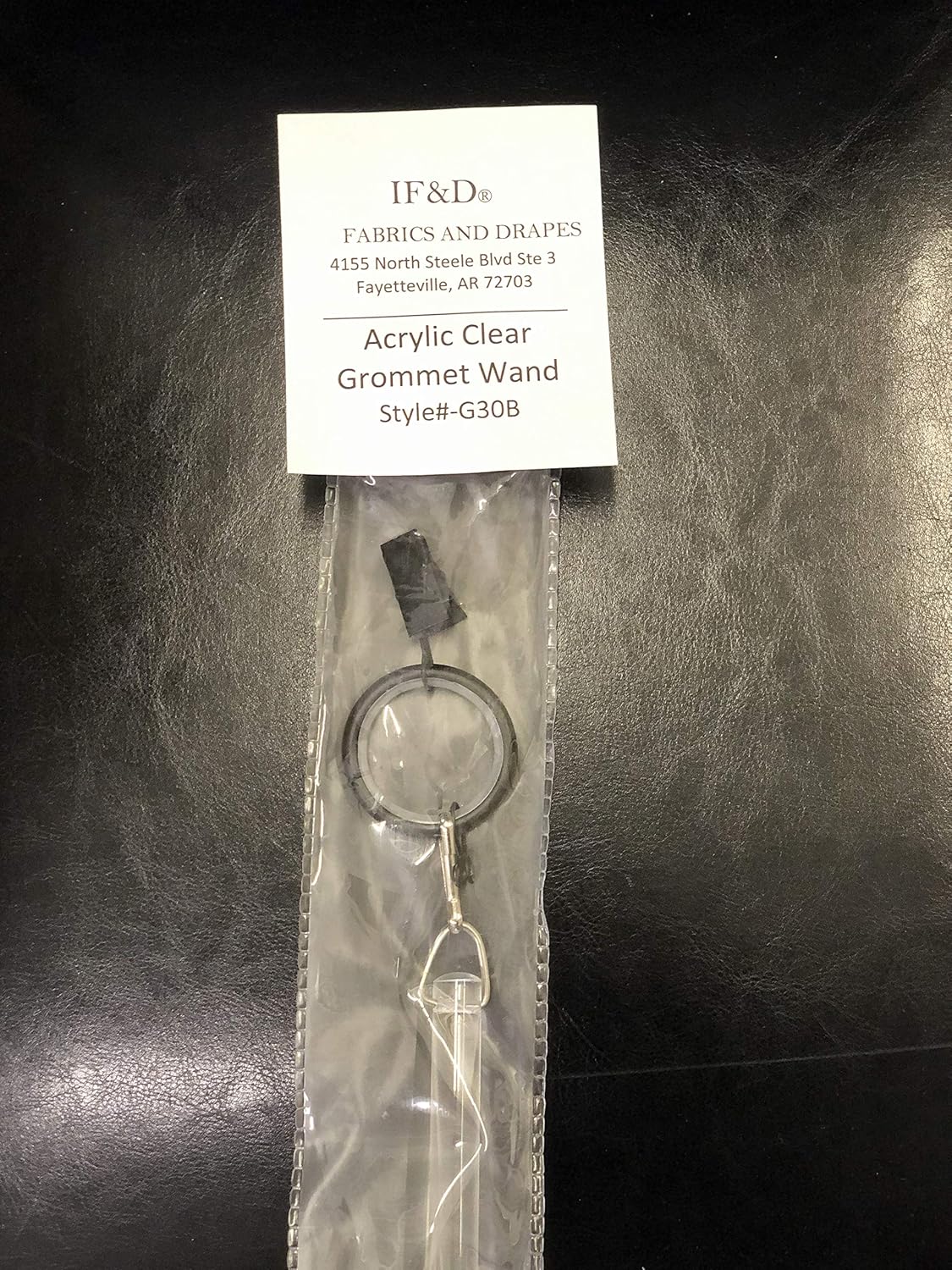 Fabrics and Drapes - 60 Inch - 2 Pack - Amazing Drapery Universal Flexible Clear Acrylic Grommet Baton Curtain Wands - with Your Choice of Ring Finish Black - Style #G30B