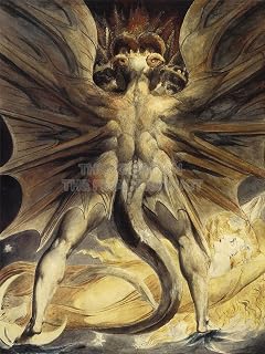 Doppelganger33 LTD William Blake Red Dragon Woman Clothed Sun 1805 Old Art Painting Large Art Print Poster Wall Decor 18x24 inch