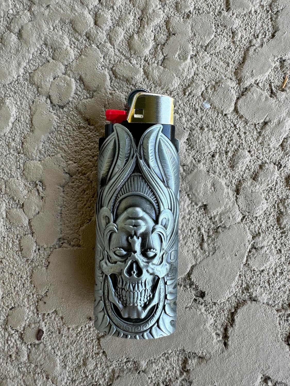 Metal Lighter Case Cover Holder fits BIC Lighter Full Standard Size J6 One Piece Design in Goddess and Skull