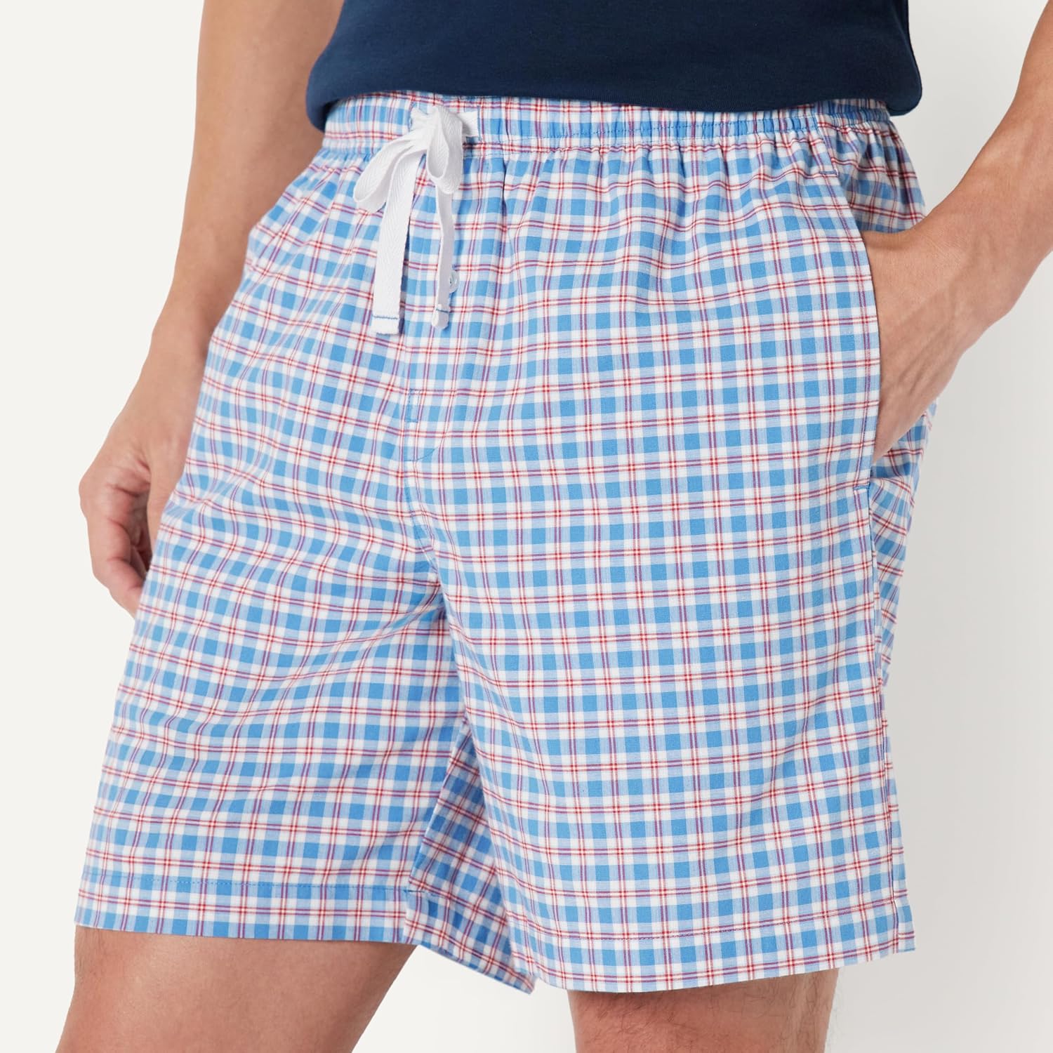 Amazon Essentials Men's Lounge Sleepwear Pajama Bottom Shorts, Cotton Stretch Poplin