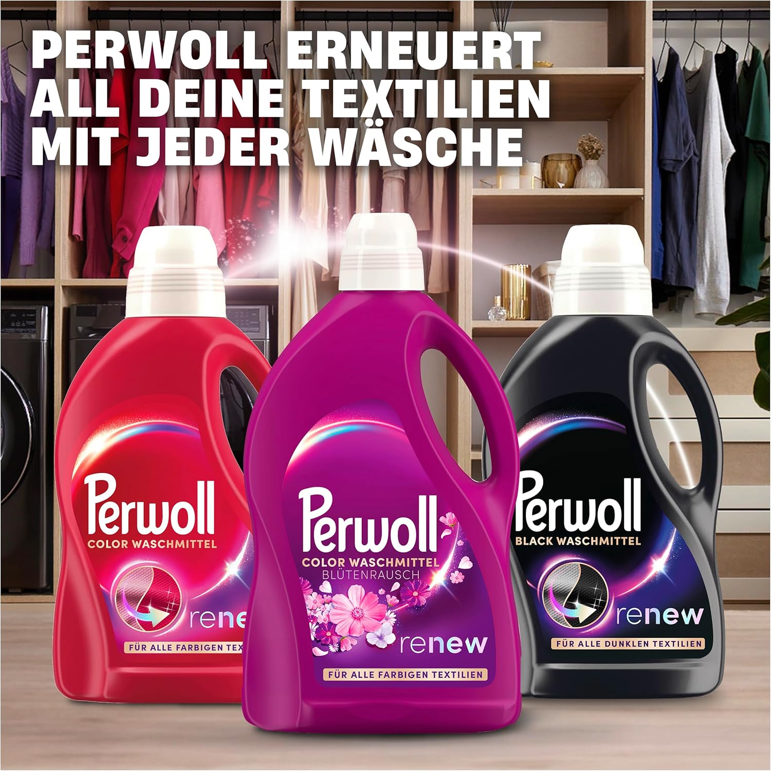 Perwoll Renew Flower Frenzy (1 x 52 Washes), Liquid Detergent, Detergent for Colors & Whites, Color Detergent Gives Intense Freshness with Floral Fragrance