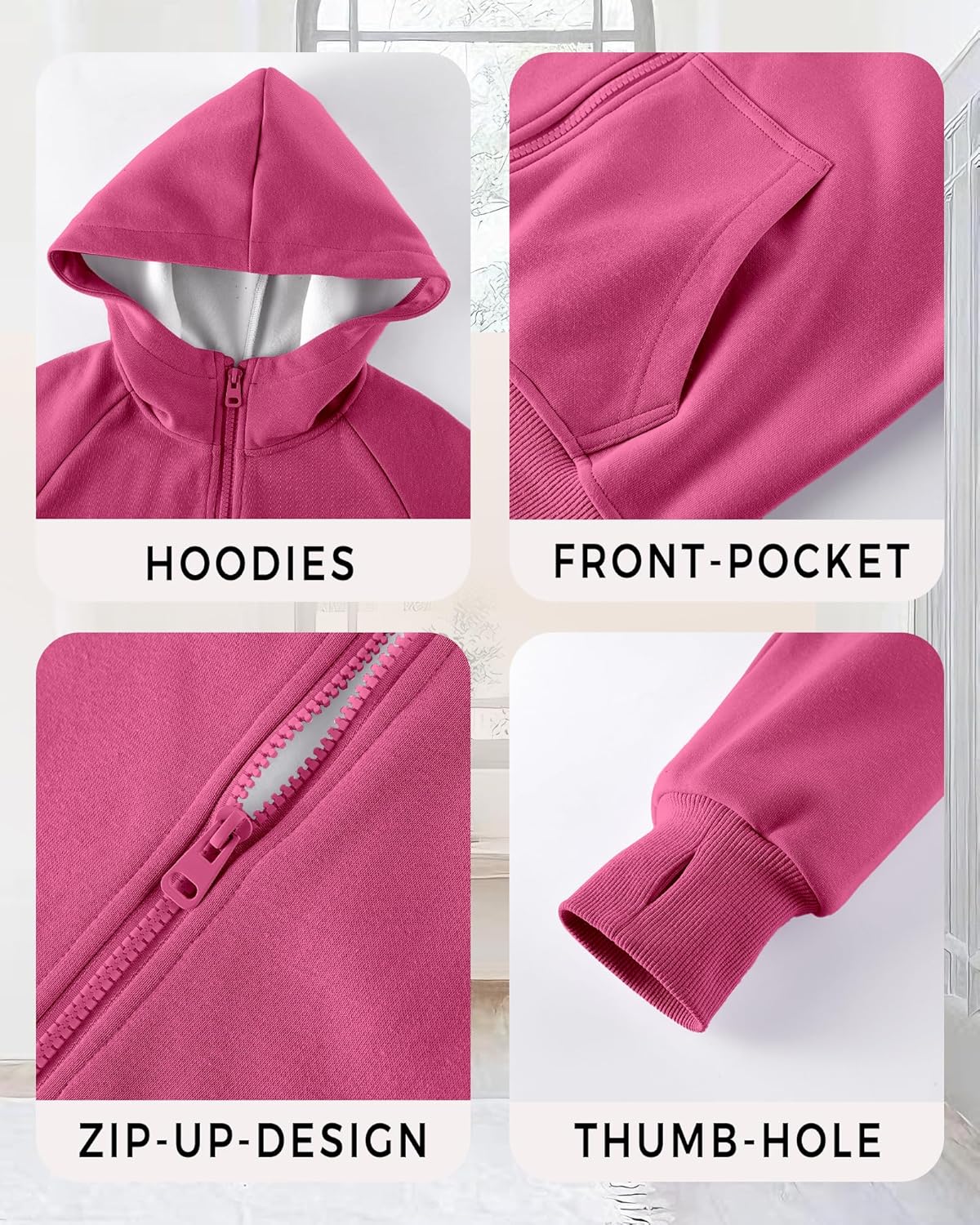 Girls Zip Up Hoodies Teen Fleece Full-Zip Sweatshirts Jacket Casual Hoodie with Pocket 5-14Y - Image 7