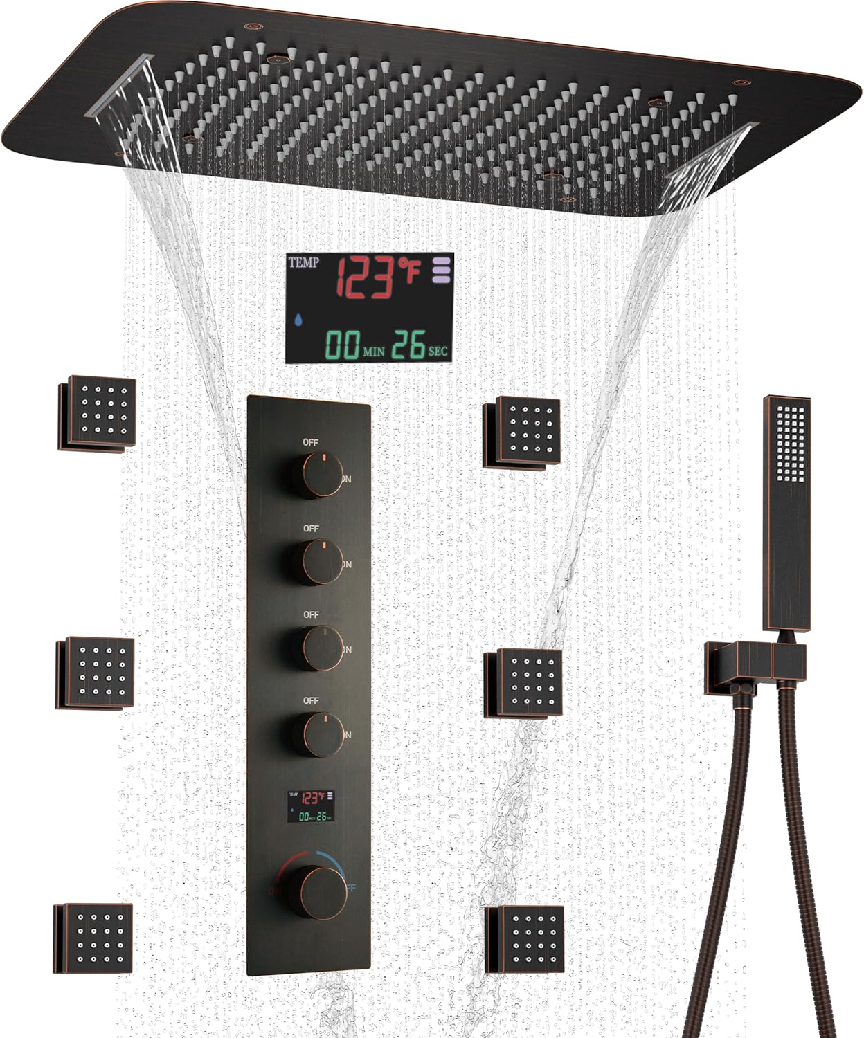 AYIVG Matte Black Rainfall Shower System Full Body Shower System