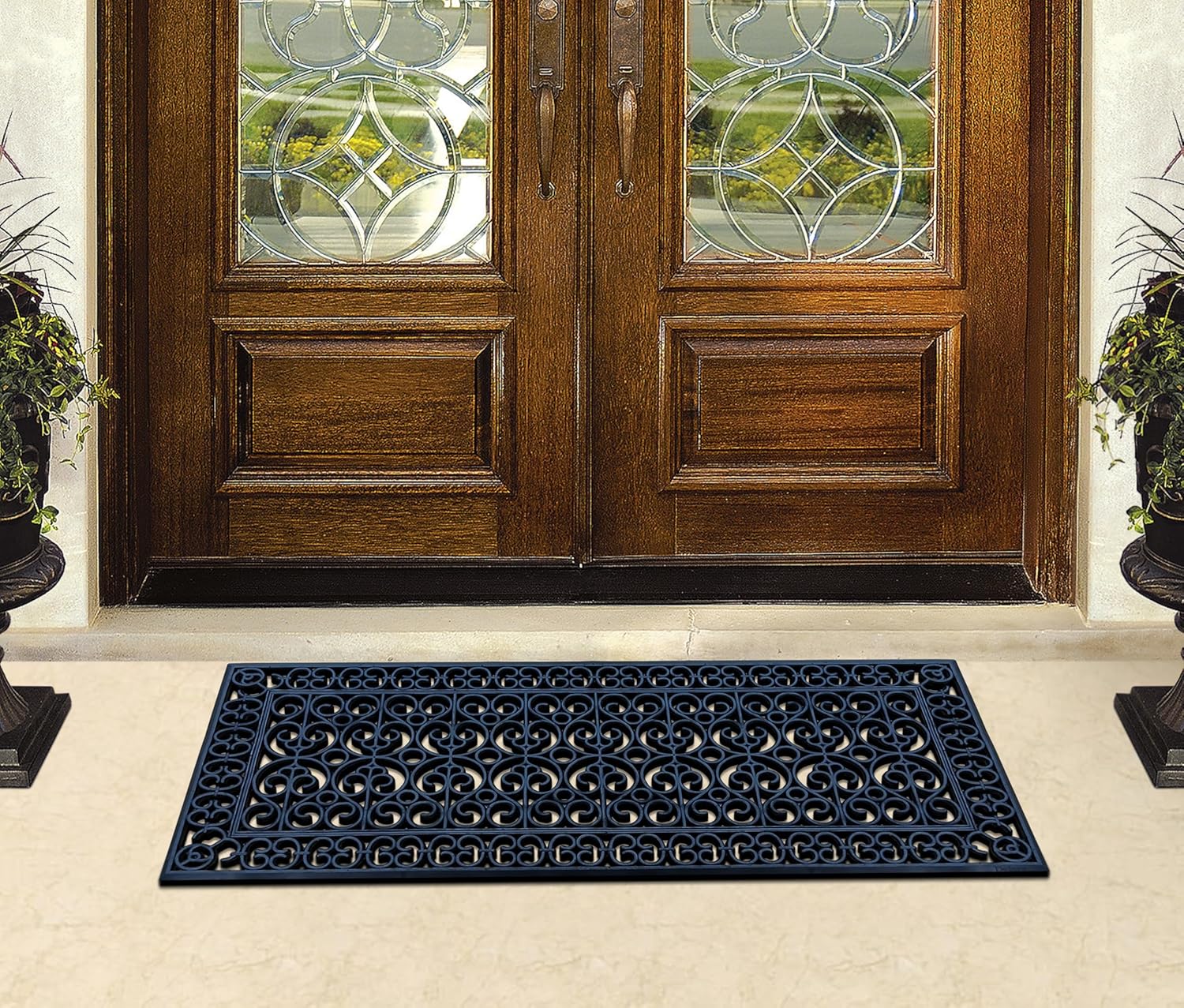 A1 Home Collections Large Doormat, Natural Rubber, 24”x57”, Ideal for an entryway, Scrapes Shoes Clean of Dirt & Grime, Heavy Duty Door Mat for Indoor Outdoor use, Mats for Entry, Patio, Busy Areas - Image 6