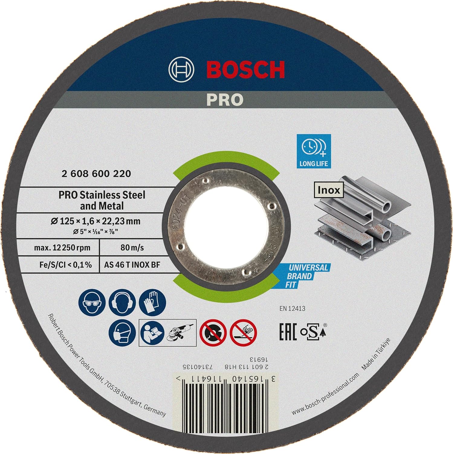 Bosch 1x PRO Stainess Steel And Metal Longlife Thin Cutting Disc For