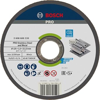 Bosch Accessories Bosch Professional 1 x kesme diski, d z Expert for Inox AS 46 T INOX BF,   125 mm, 1,6 mm, a l  ta lama makinesi aksesuar