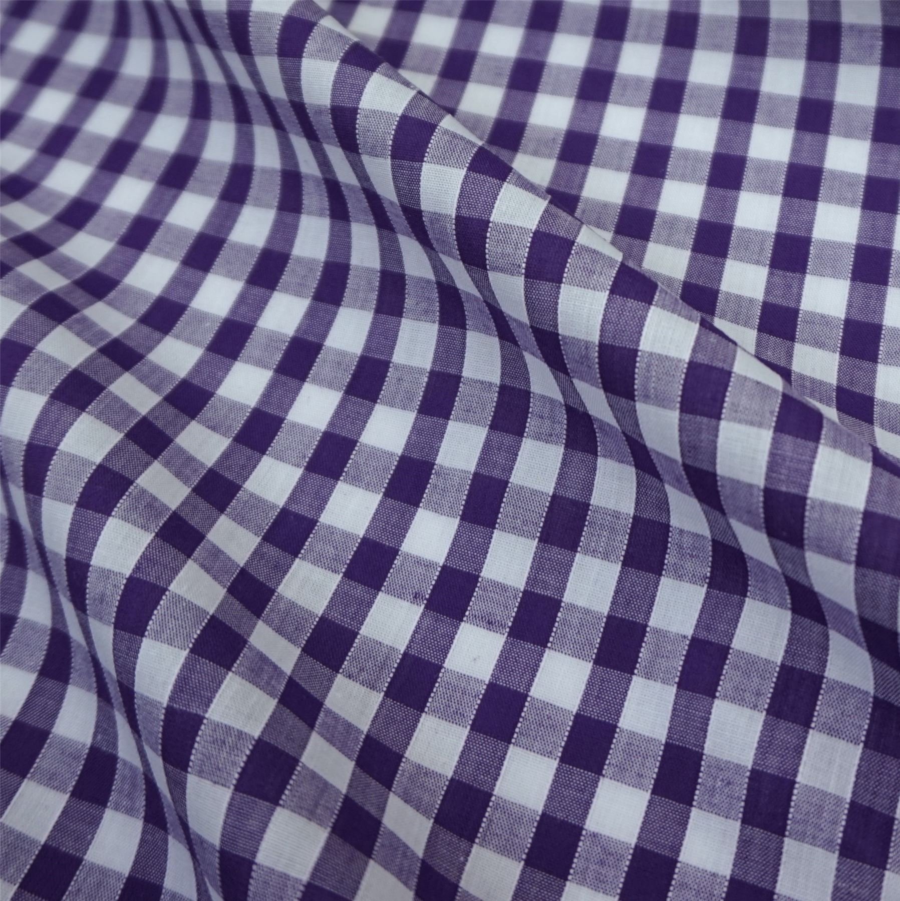 Purple & White 1/4" (7 mm) Corded Gingham Polycotton Fabric (Per Metre)