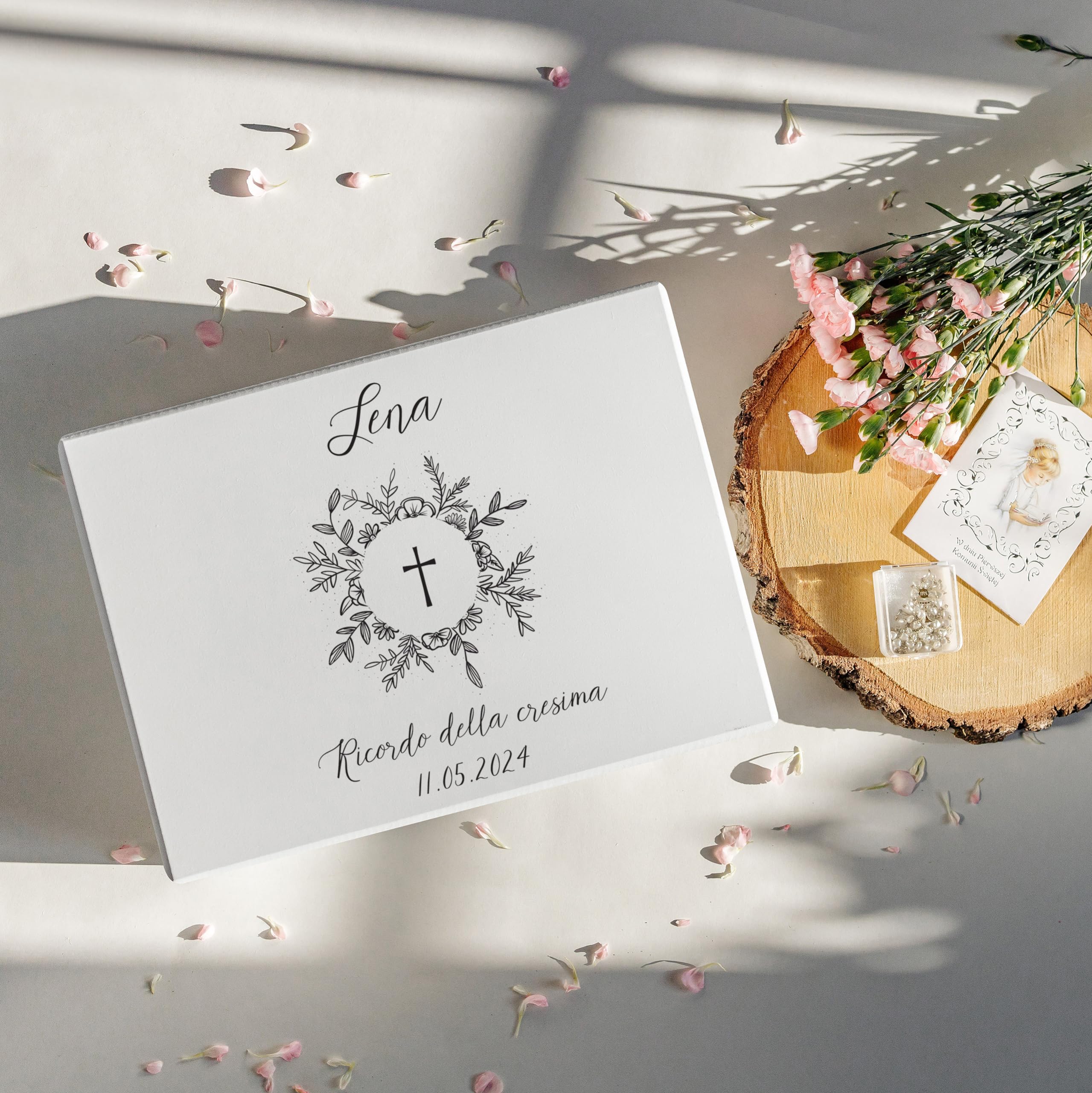 Scatola Memoria Legno Prima Comunione - Personalizzabile Con Nome E Data, 30x20x14cm - Foto 11