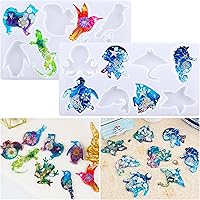 Pulcher 16 Animal Silicone Resin Molds for Epoxy Keychains - Marine, Land & Amphibious Designs, DIY Crafts Pendants Ornaments