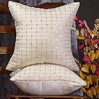 Vista 28 de Juego de 2 almohadas doradas de 18 x 18 pulgadas, almohadas decorativas para sofá, fundas de almohada bordadas, fundas de almohada doradas mostaza