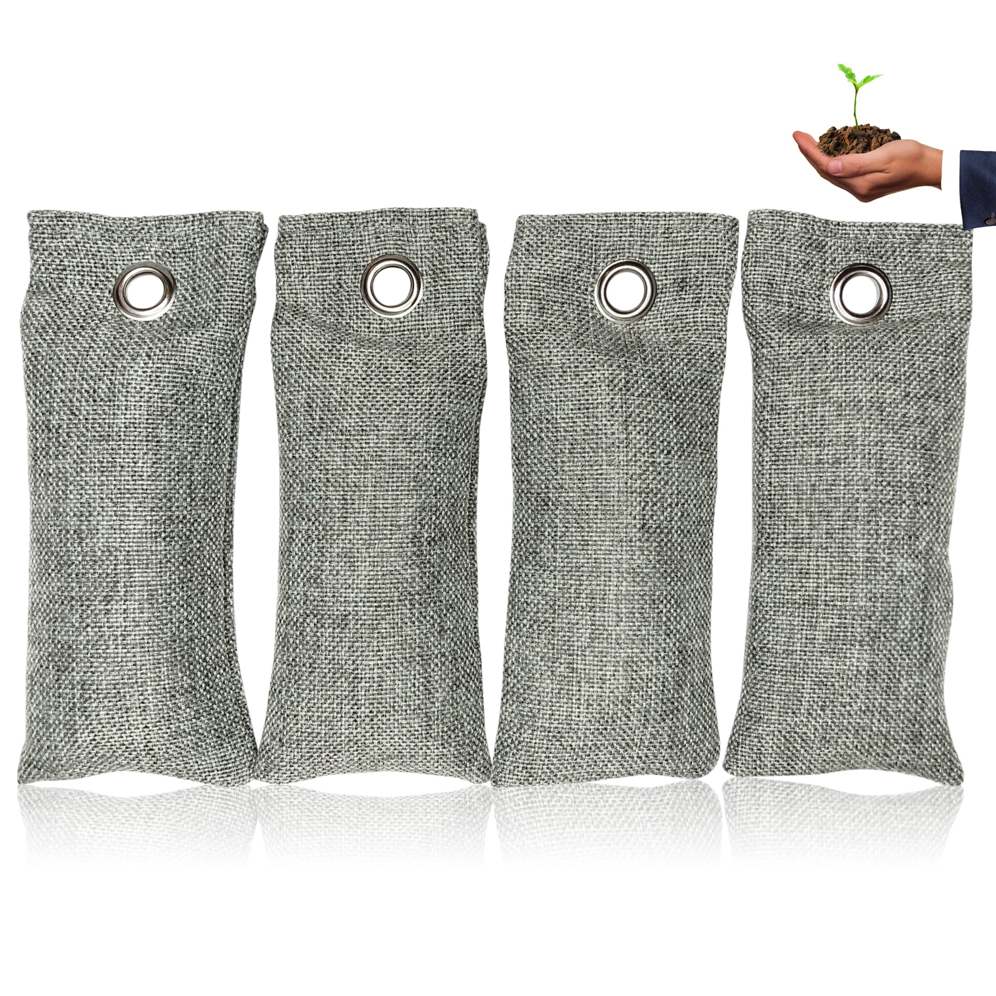 Purificador de aire con carbón activo de bambú - eliminador de olores para zapatos (4 x 75 g) + un árbol plantado