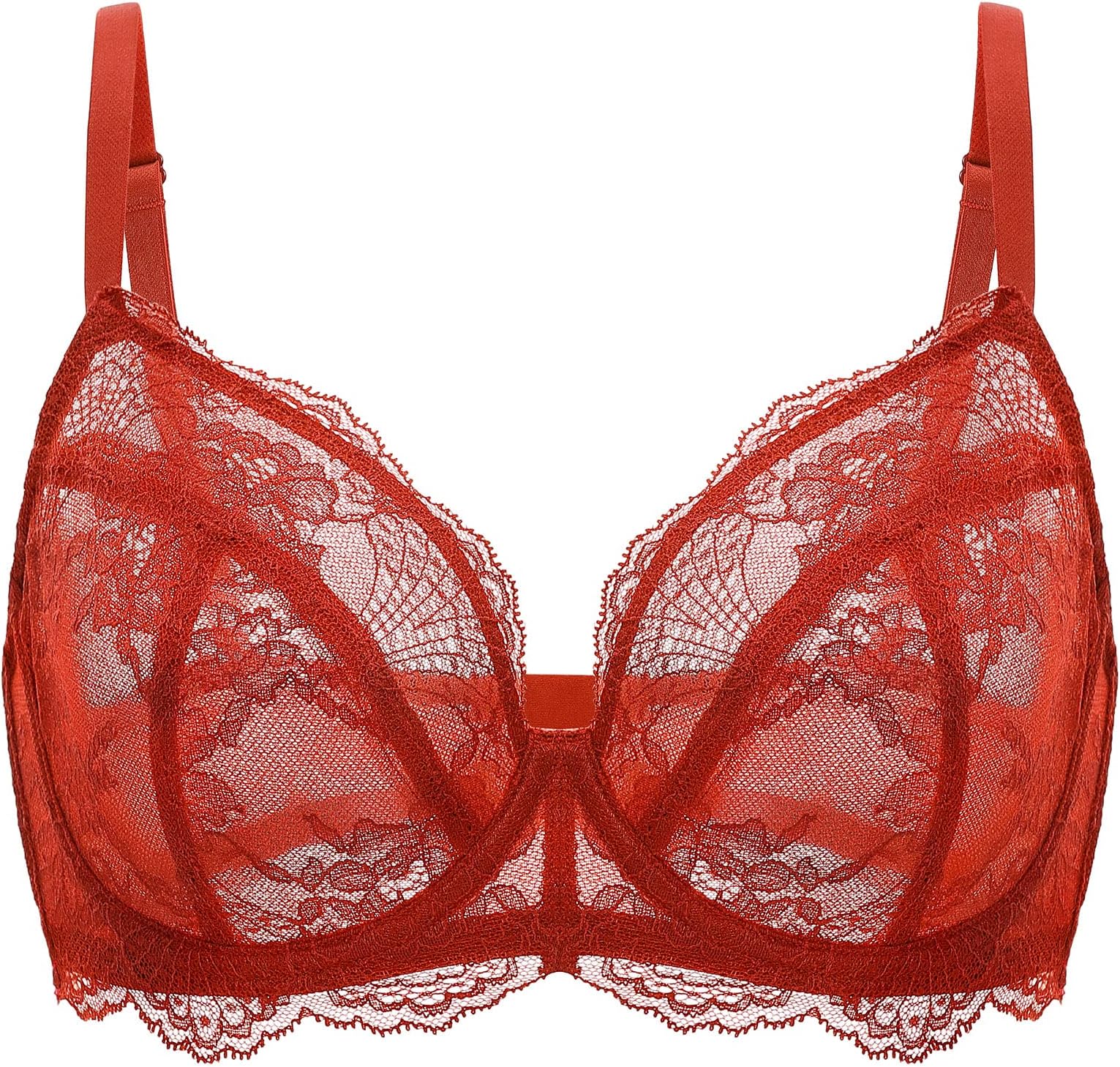 DOBREVA Women's Plus Size Underwired Lace Bra