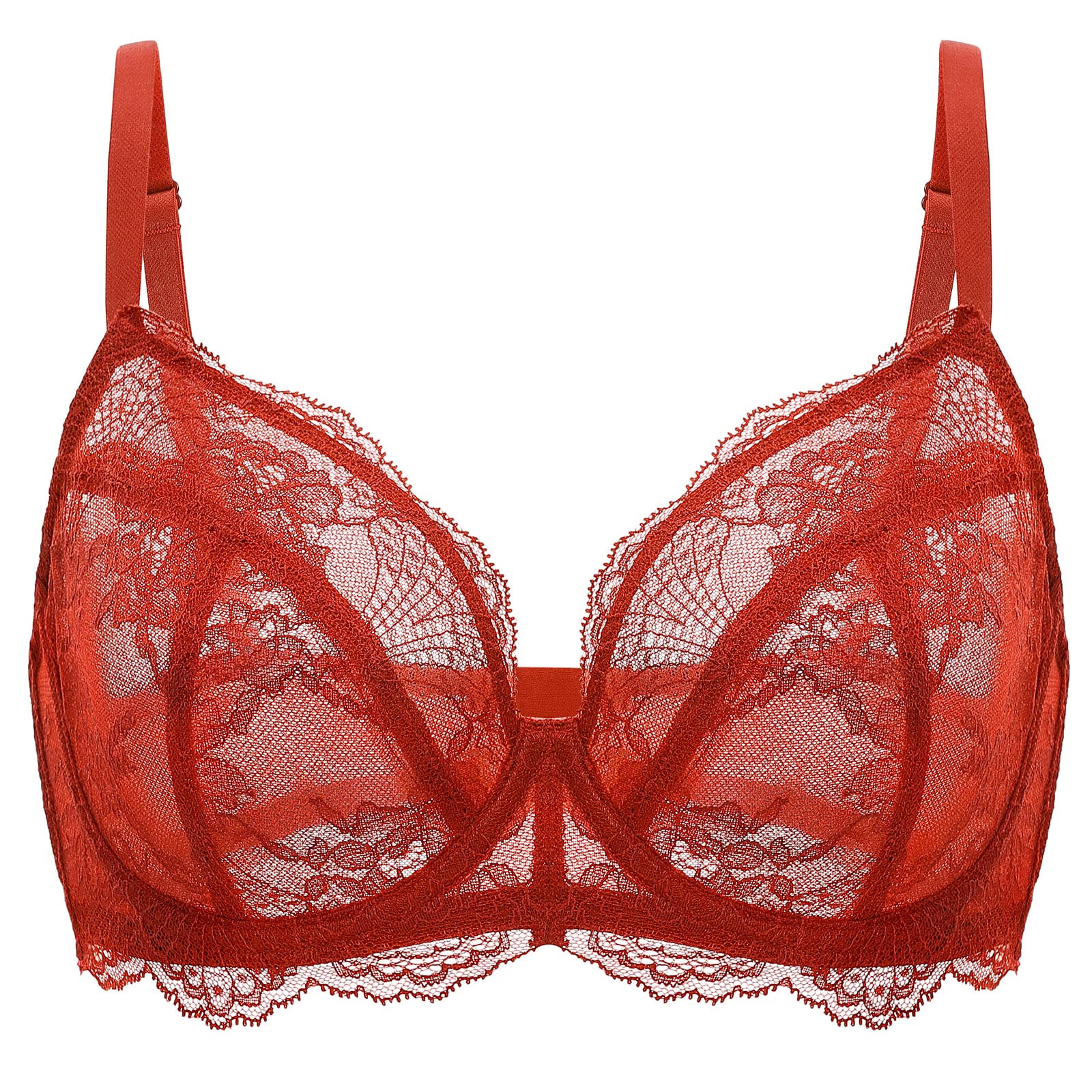 DOBREVA Women's Plus Size Underwired Lace Bra