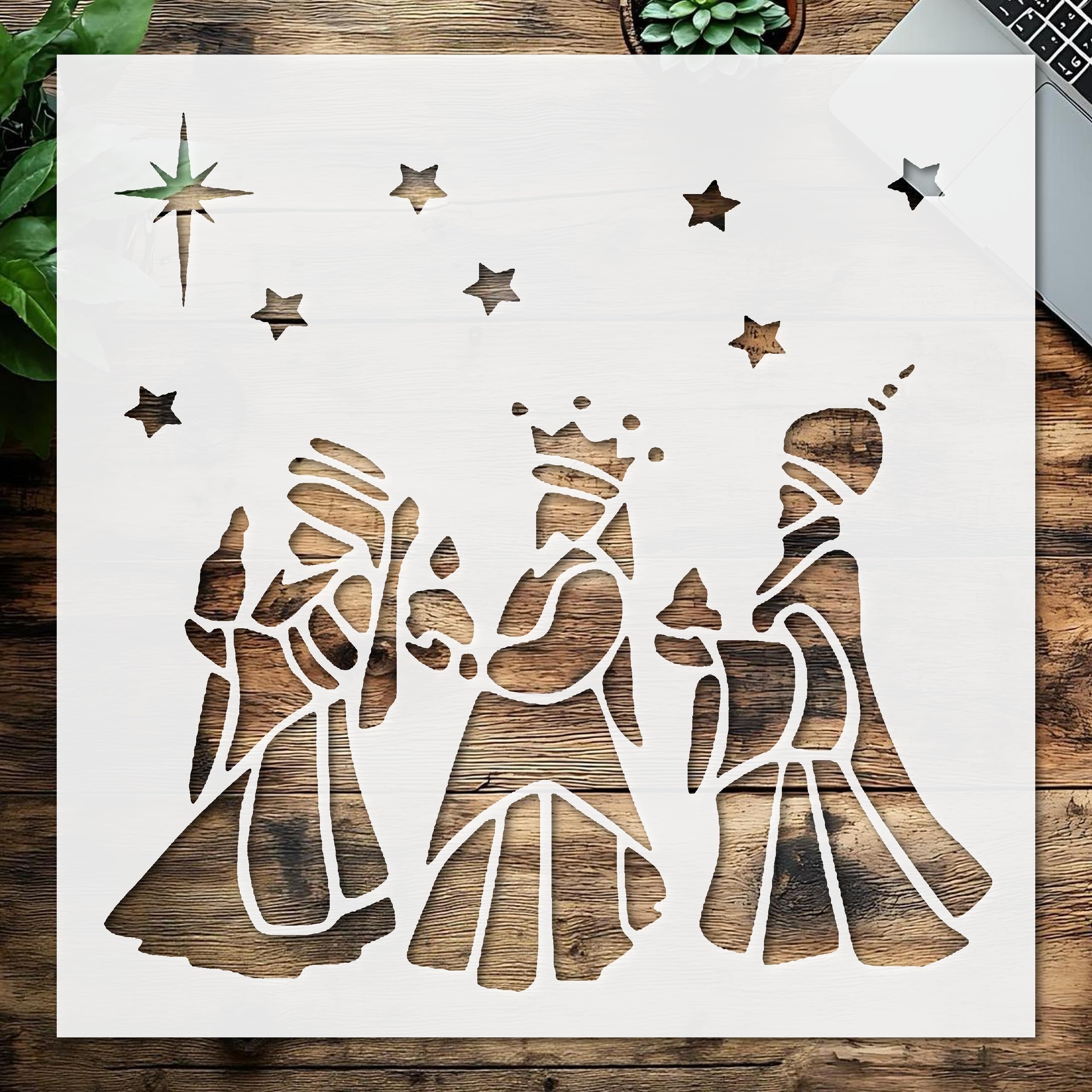 Stencil Wisemen, Plastic Reusable, Reusable Plastic, 5.5 inchL x 5.5 inchW, for DIY Crafts and Home Decor