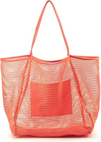 HOXIS Mesh Beach Tote Womens Shoulder Handbag