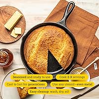 Vista 2 de Lodge 10.25 Inch Cast Iron Skillet – Pre-Seasoned Frying Pan with Teardrop Handle – Oven, Stovetop, Grill & Campfire Use – Made in USA – Durable