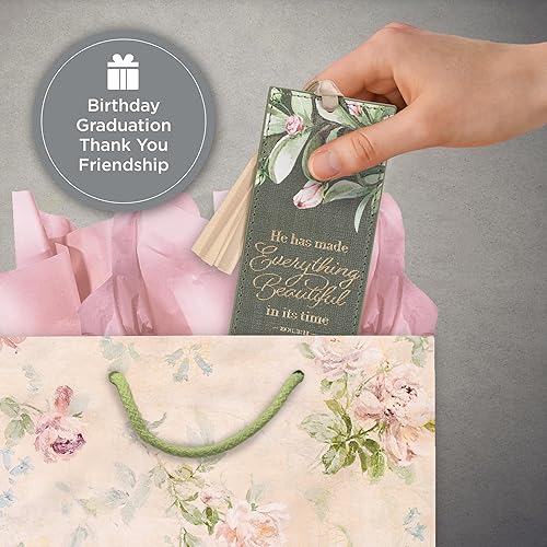 Miniatura 11 de Christian Art Gifts - Separador de piel sintética con cinta de satén y verso bíblico inspirador para mujeres y hombres, Marrón - Proverbios 31 Mujer